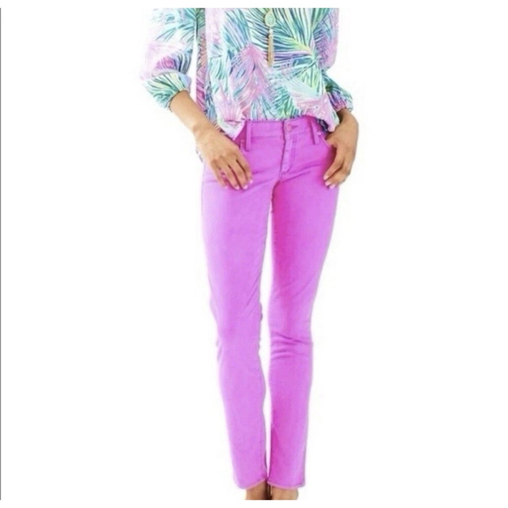 Lilly Pulitzer Hot Pink Worth Skinny Straight Jeans Size 10 (34x30)
